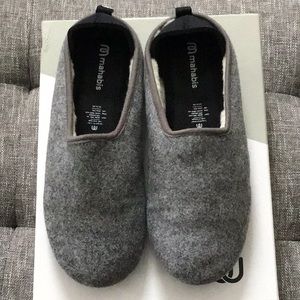 Mahabis women’s gray slippers with attachable outside additional sole. Size 40